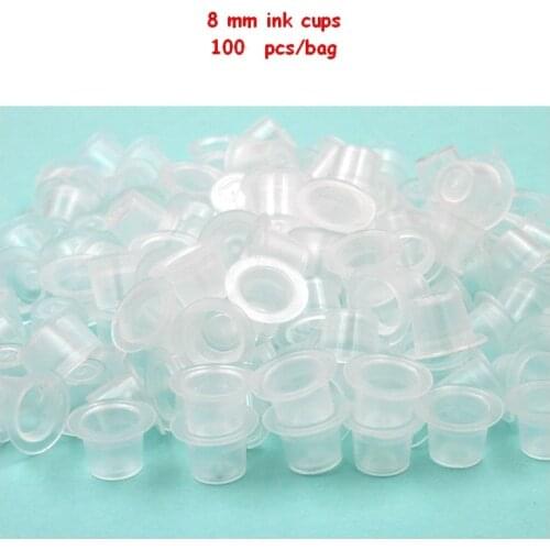8mm Small Size Plastic Tattoo Ink Cup Tattoo Accessories for Tattoo Gun Needle Ink Tips 100PCS/Lot