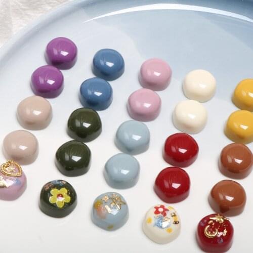 Irregular Shaped Color Solid Color Resin Half Pill Patch DIY Handmade Hair Accessories Earrings Ear Stud Accessories 10pcs