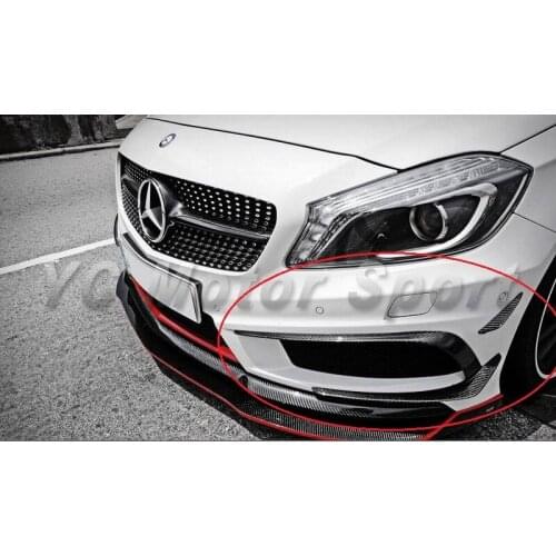 Car Accessories Carbon Fiber RZ RZA-290 Style Front Bumper Canards 6pcs Fit For 2012-2014 MB A Class W176 A250 A45 Front Canard