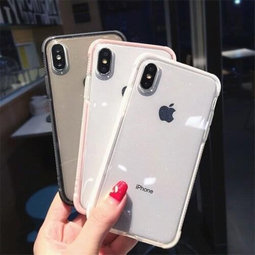 Glitter Shockproof Bumper Soft Silicone Case for iPhone 11 Pro XS MAX XR X 10 8 7 6 6s Plus 8Plus 7Plus Bling Clear TPU Cover