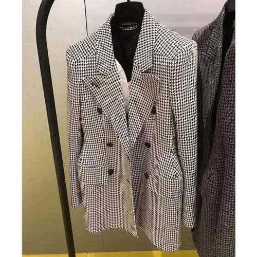 2021 New Suit Color Slim Profile Houndstooth Wool Middle Length High Quality Coat O08