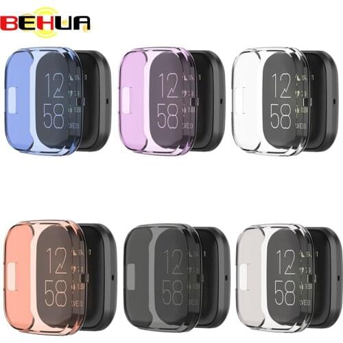BEHUA Ultra-thin TPU Screen Protector Case Cover Clear Protective Shell For Fitbit Versa 2 Band Smart Watch Accessories Cases