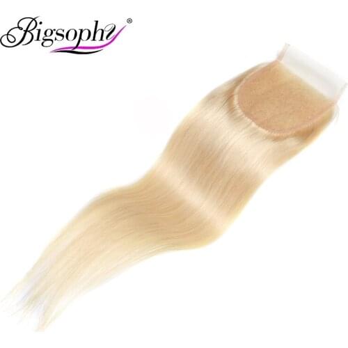 Bigsophy Human Hair 613 Lace Closure Swiss Lace 4"x4" Hair Blonde Remy Hair Brazilian Straight Hair Closure Only 1 Piece