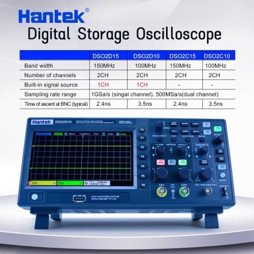 Hantek USB 2 Channels Digital Oscilloscope DSO2C10 2C15 2D10 2D15 100Mhz/150Mhz Storage Osciloscopio 1GSa/s Sample Rate