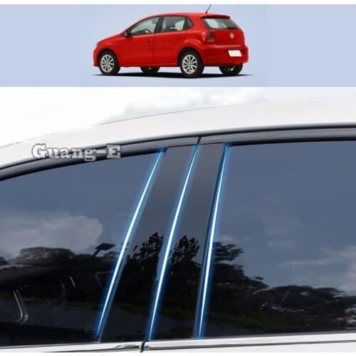 For Volkswagen VW Polo Hatchback 2011-2018 Car PC Material Pillar Post Cover Door Trim Window Piano Black Molding Sticker Plate