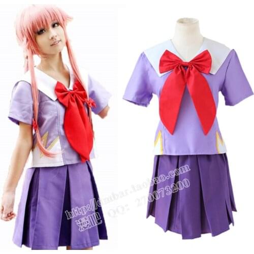 The Future Diary Gasai Yuno Mirai nikki 2nd Cosplay Costume+socks+hair accessory 11
