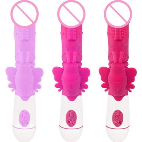 OLO 30 frequency Double Head Dildo Vibrator simulation silicone penis female Little bee masturbator penis AV massage stick