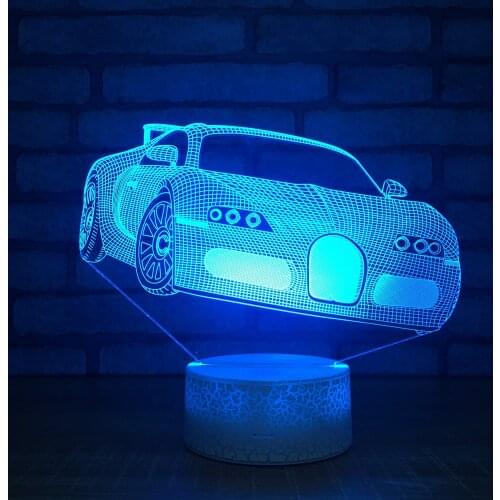 Sports Car Shape 3D Illusion Night Light Colorful LED Touch Table Desk Lamp Remote Control 7 Colors Changing Kids Birthday Gift