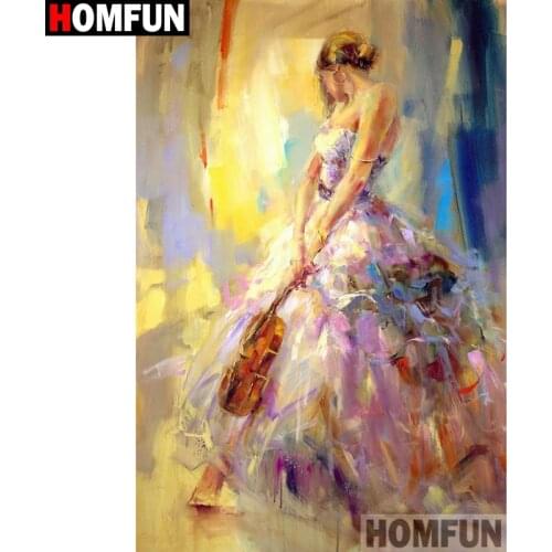 HOMFUN Square Round Drill 5D Diamond Painting Environmental Crafts Full Diamond Embroidery "Violin beauty" Home decor A27167