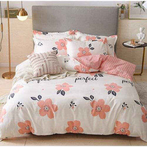 Orange Floral Duvet Cover Set White Bedding Cover Women Men Adult High Quality Bed Sheets And Pillowcases Comforter Bedding Set