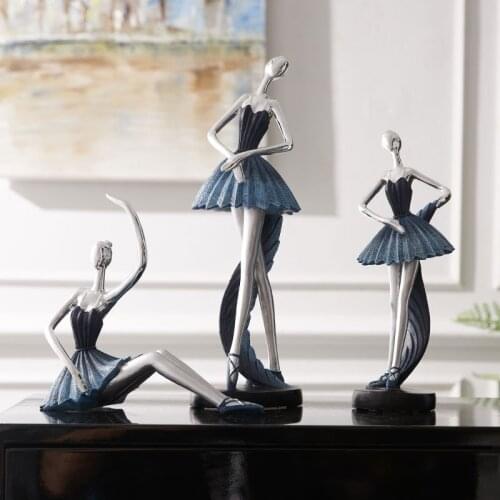 Creative Ballerina Statue Ornaments Gold Silver Statue Resin Figurine Desk Decor Black Base Portrait Home Decoration Accessories