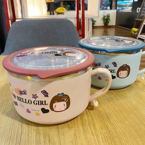 Cute Thermal Lunch Box For Kids School Girl Japanese Style Stainless Steel Bento Box Food Container Instant Noodles Bowl