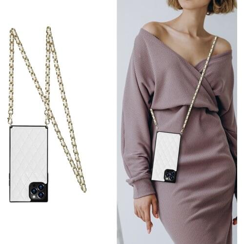 Fashion Lattice Crossbody Lanyard PU Leather Cover Phone Case For Huawei Mate 40 30 20 Lite P30 P40 Pro Plus Strap Cord Bag Capa