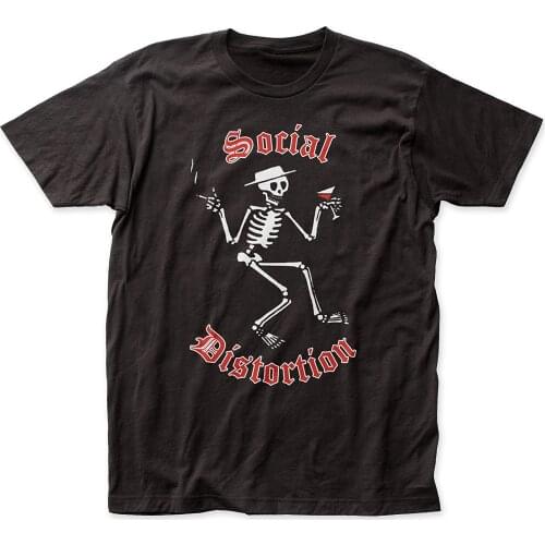 100% Cotton Men T-shirts Social Distortion Skelly Logo Fitted Mens Tshirt Street Style Tees
