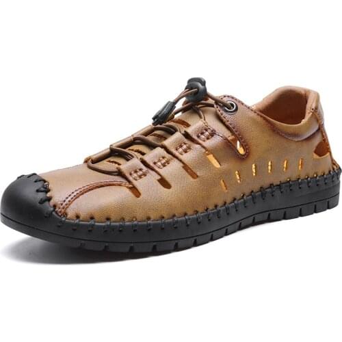 Mens Leather Sandals Driving Shoes Footwear Summer 2021 Leather Man Sandals