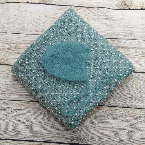 A Set Knit Bobble Wraps+Hair Accessories Mohair Hat Baby Handcraft Kids Knit Bonnet Crochet Hat for Newborn Photography Props