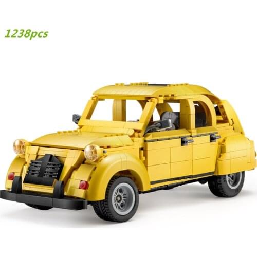 High-tech Retro Car 2CV Building Blocks Model Kit Creator Expert MOC Bricks Supercar Beetles Classic Vehicle Toys For Kids Gifts