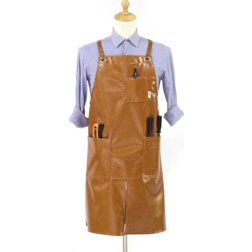 New vintage style pu leather fabric pockets working adult sleeveless apron