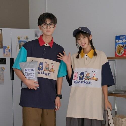 Couples wear the new summer lapel T-shirt class dress couples clothes couples clothing