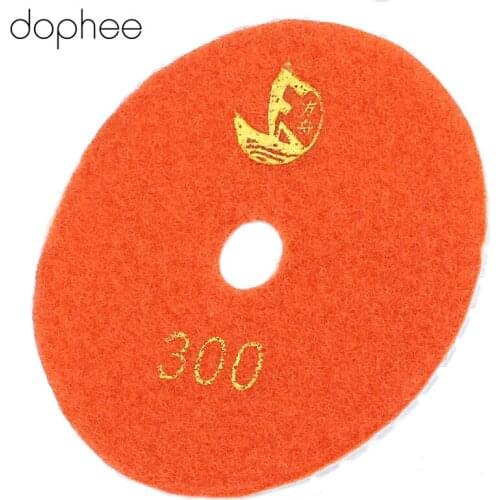 Dophee Grits #300 100mm/4" Professional Wet/Dry Granite Concrete Marble Limestone Diamond Polishing Pads Disc Sander Pad