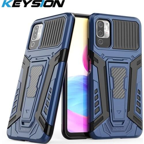 KEYSION Shockproof Armor Case For Xiaomi POCO M3 Pro 5G X3 NFC F3 GT Stand Phone Cover for Redmi Note 10 5G 10 Pro K40 10S 9S 9T