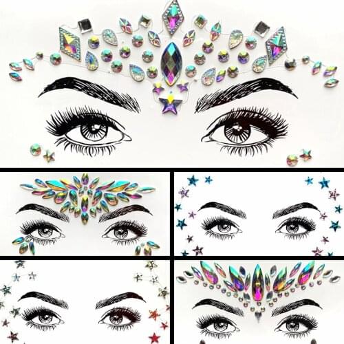 Handpicked Flash Eye Gems Tattoo Sticker Face Jewelry Decoration Paste For Wedding Stage Party Acrylic Resin Drill Styling Tools