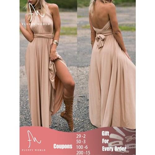Sexy Women Maxi Club Dress Multicolor Multiway Wrap Bandage Long Swing Dress Convertible Infinity Robe Bridesmaids Boho Dress