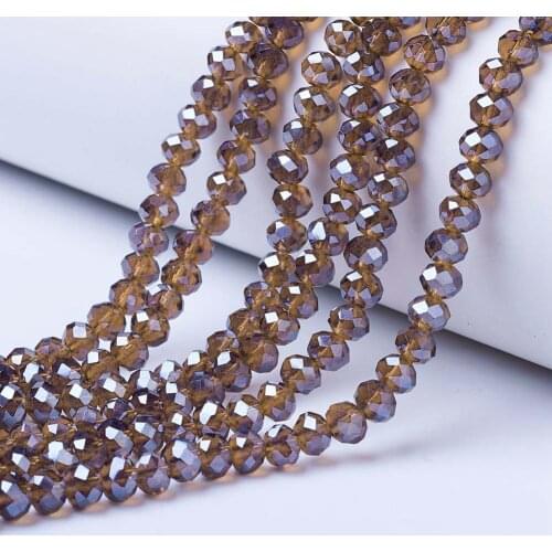 10Strands Electroplate Glass Beads Strands Full Pearl Luster Plated Beads Faceted 6x4mm Hole: 1mm; about 72pcs/strand 16"