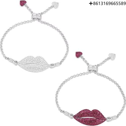 925 Sterling Silver High Quality 1:1 Exquisite Lip Bracelet Logo Free Package Manufacturers Wholesale