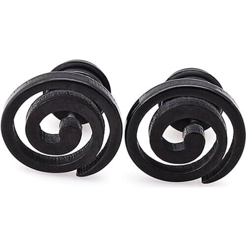 YongChang Spiral Earrings Square Triangle Round Ear Stud Woman Man Unisex Fashion Ear Jewelry 1 pair