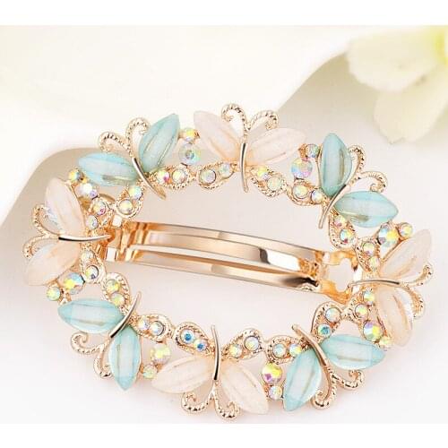 1PC Elegant Crystal Rhinestone Hair Clips Multicolor For Women Girl Flower Butterfly Barrettes Hairpins Brooch Hair Styling Tool