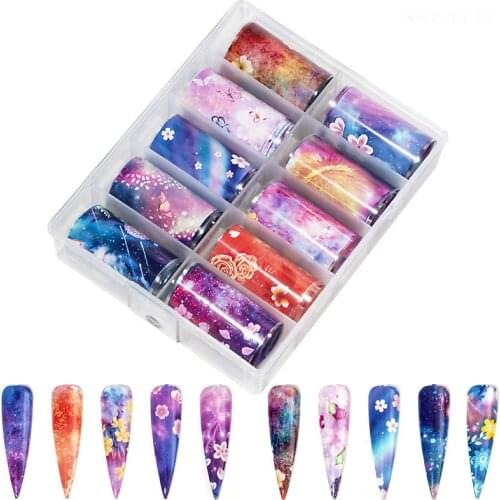 Factory Sales Holographic Nail Foil Set Transfer nail decal Christmas Holloween Laser Nail Sticker 500rolls Free Shipping