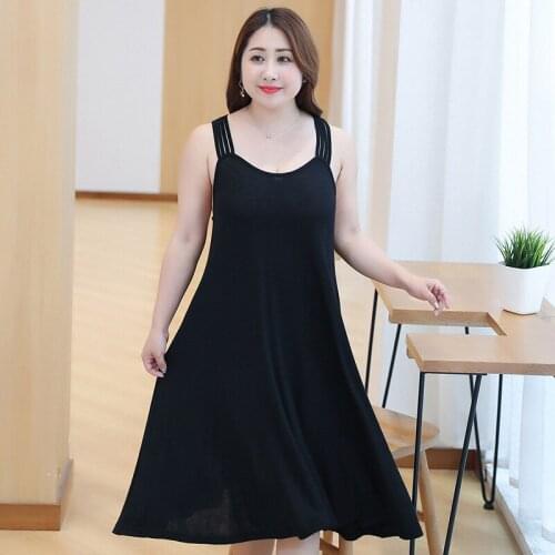 Womens Sleepwear 2019 Korean Version Cotton Long Section Large Size Loose Nightdress Sexy Sling Hollow Nightdress Home Service