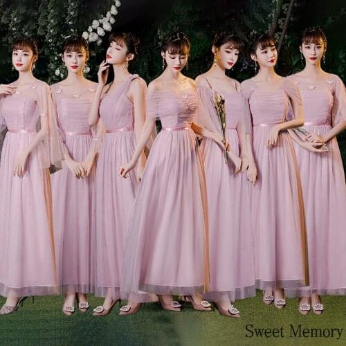 2021 Summer Pink Dress Sweet Memory Champagne Gray Robe Women Dresses Prom Graduation Vestidos Bride Wedding Party Dress