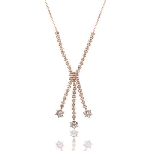 Silver Cubic Zirconia Flower Lady Necklace