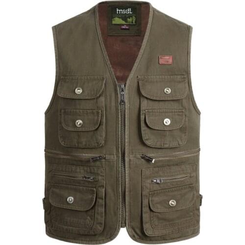 Winter Men Vest Casual Fleece Warm Waistcoats Mens Thermal Vests Jackets Man Multi-pocket mens vest Sleeveless Jackets Clothing