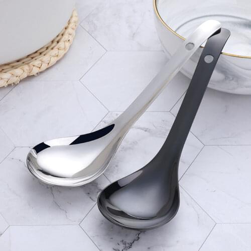 1PCS Rice Serving Spoon 18/8 Stainless Steel Long Handle Soup Porridge Rice Scoop Gold Tableware Spoon Dinnerware Kitchen Tools