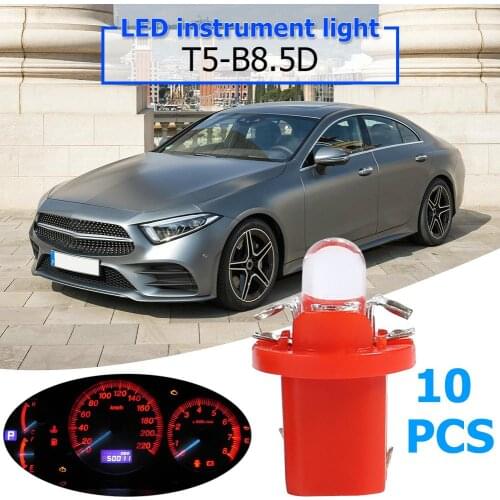 10pcs T5 B8.5D LED Car Auto Light Bulbs Dashboard Instrument Cluster Light Bulbs Anti-Vibration Waterproof a Green Light Source
