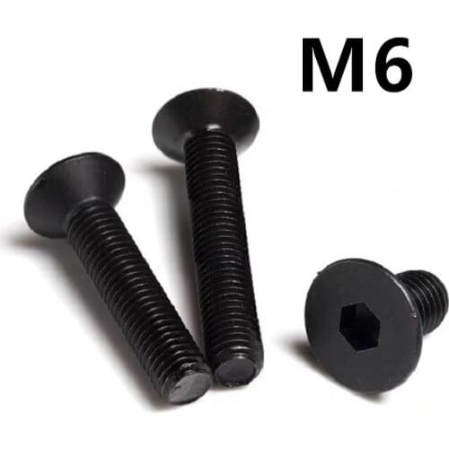 100pcs/lot GB70.3 M6x8/10/12/14/16/20/25/30/50mm DIN7991 Black 304 Stainless steel hexagon socket countersunk / flat head screw