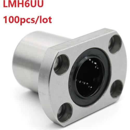 100pcs/lot LMH6UU LMH6 Flange Linear Bearing CNC Linear Bushing for 3D printer parts Rods