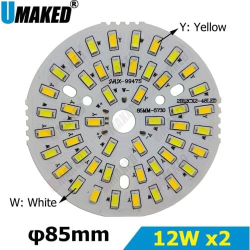 12Wx2 Warm/Cold White two color in one PCB 85mm 5730 SMD Light Board Led Lamp Panel For Ceiling PCB With LED diy for downlight