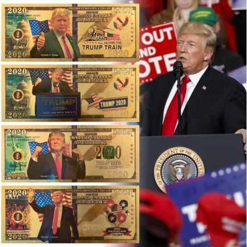 4pcs US Donald Trump Commemorative Coin President Banknote Non-currency 2020
