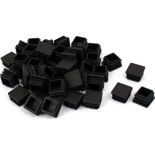Chair Leg Plastic Blanking End Cap Square Tube Insert Black 20mmx20mm 50pcs