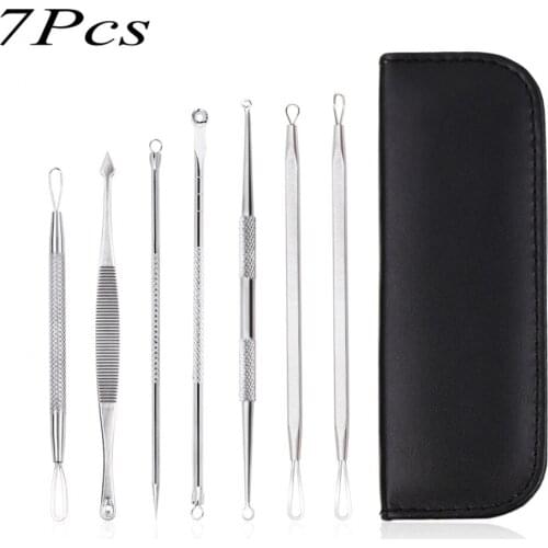 7 Pcs Acne Blackhead Comedone Black Spot Pimple Blemish Remover Skin Care Women Beauty Acne Treatment Pore Cleanser Needle Hook