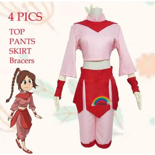 2020 Anime Avatar The Last Airbender Ty Lee Cosplay Costume for Adult Halloween Fancy Suit Pink Dress Set Hanfu Carnival 4PICS