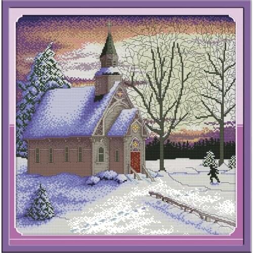 Church 3 cross stitch kit aida 14ct 11ct count print canvas cross stitches needlework embroidery DIY handmade