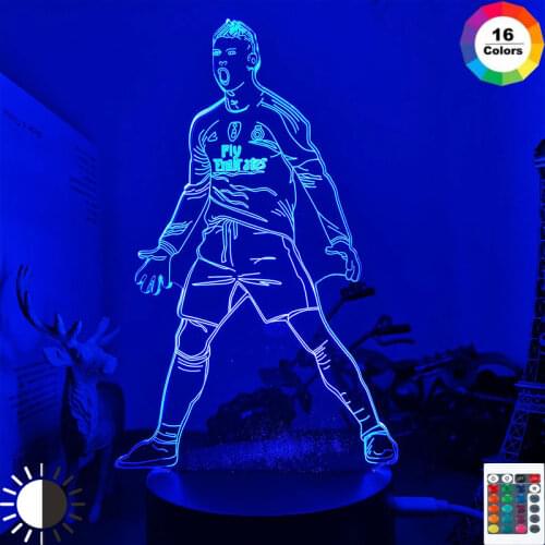 Cristiano Ronaldo Figure Led Night Light for Home Decor Touch Sensor Color Changing Nightlight Gift for Kids Child Table Lamp