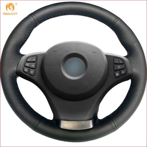 MEWANT Black Artificial Leather Car Steering Wheel Cover for BMW E83 X3 2003-2010 E53 X5 2004 2005 2006 Interior Accessories