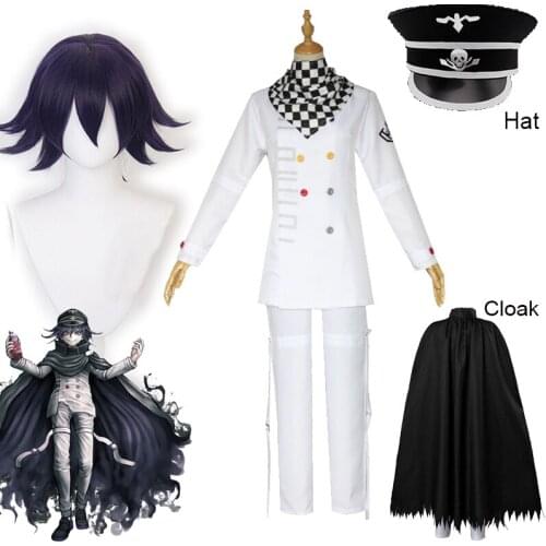 Danganronpa V3 Kokichi Oma Cosplay Costume President Oma Cosplay Wig Cloak and Hat Halloween Carnival Party Costumes