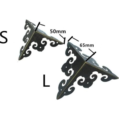 Wooden Box Cloud Coner,Wine Box Protector,,Vintage Cover,Triangle Corners Antique Bronze Tone Hollow Pattern,2Pcs